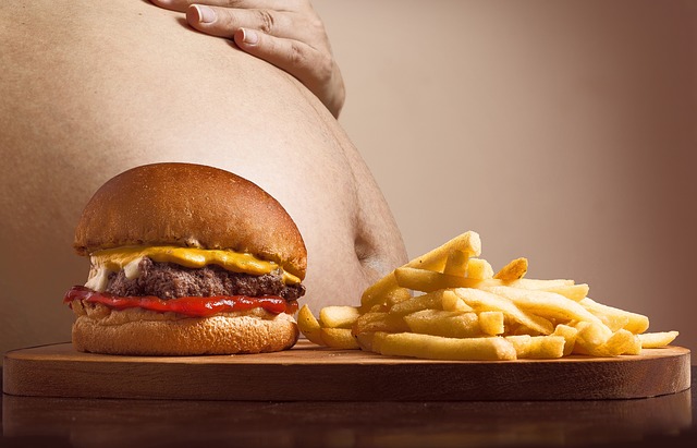 francouzské hranolky s hamburgerem